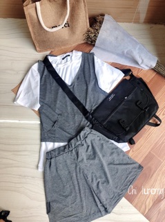 Set bộ gile xám ba món chỉ #75k