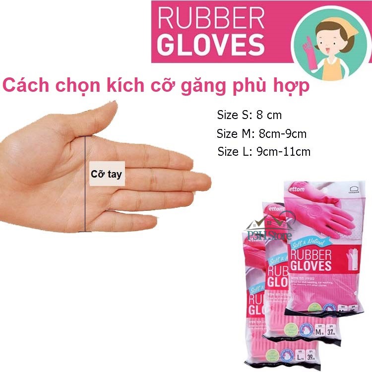 Bao tay găng tay rửa chén cao su tự nhiên Lock&amp;Lock ETM805P ETM804Y ETM803Y ETM830 ETM831 ETM832 P3Hstore