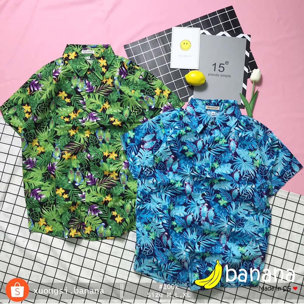[Banana]- Áo sơ mi lá xanh (M,L,XL)