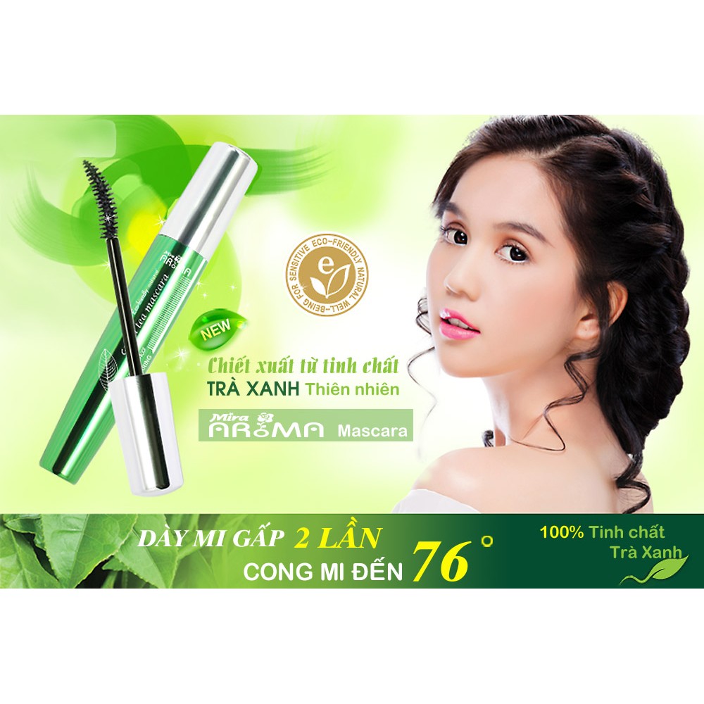 Mascara Chuốt Mi Không Trôi Không Lem Chiết Xuất Từ Tinh Chất Trà xanh Mira Aroma