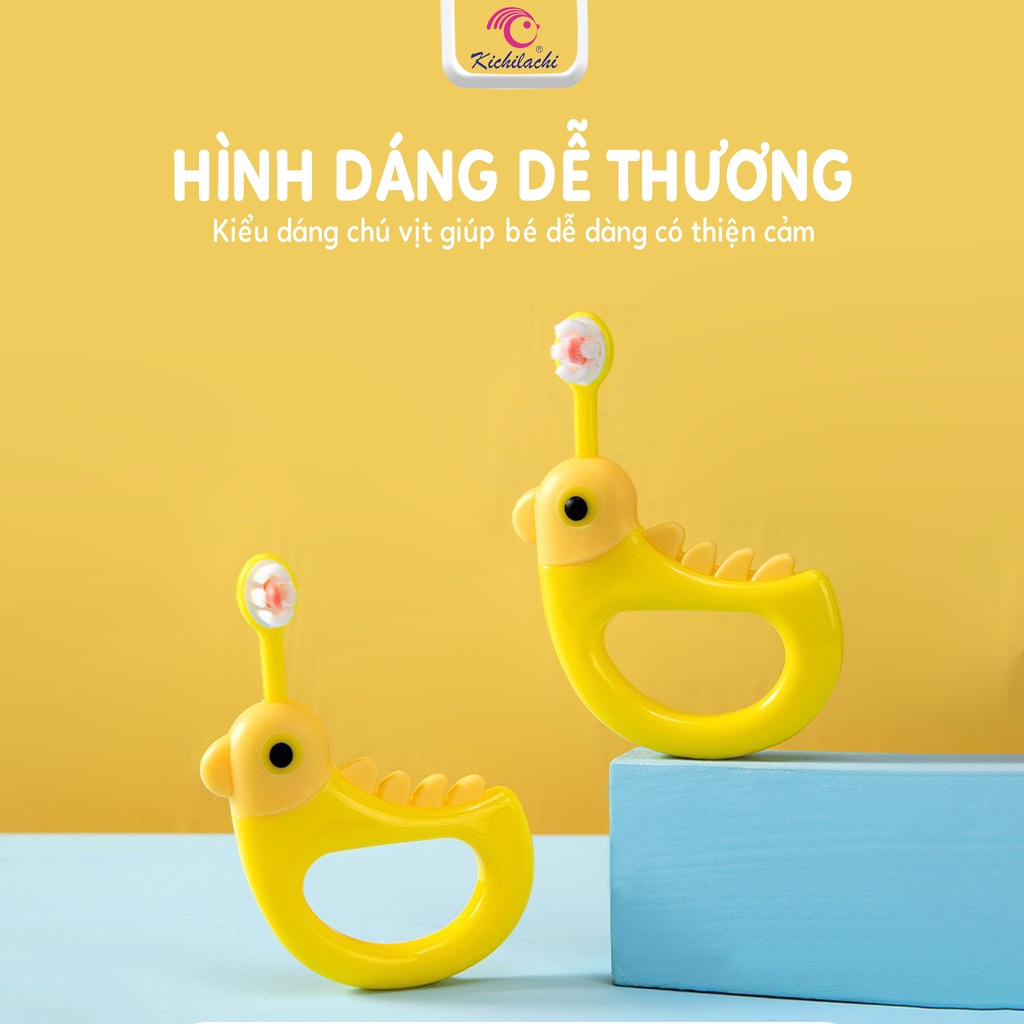 Bàn Chải Đánh Răng Kichi Cho Bé Hình Con Vịt Lông Tơ Mềm Mại