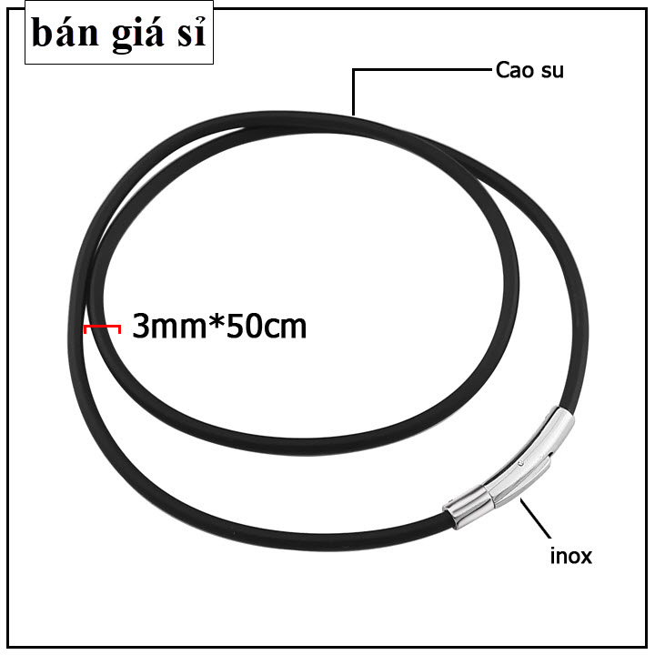 Dây chuyền cao su nam nữ khóa chốt inox cao cấp không mặt, không đen vĩnh viễn - 3mm / 4mm / 5mm