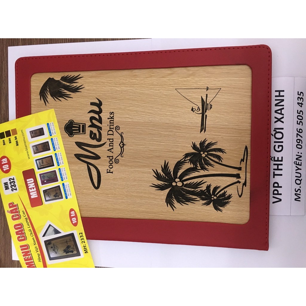 BÌA 10 LÁ MENU GỖ A4 -2332