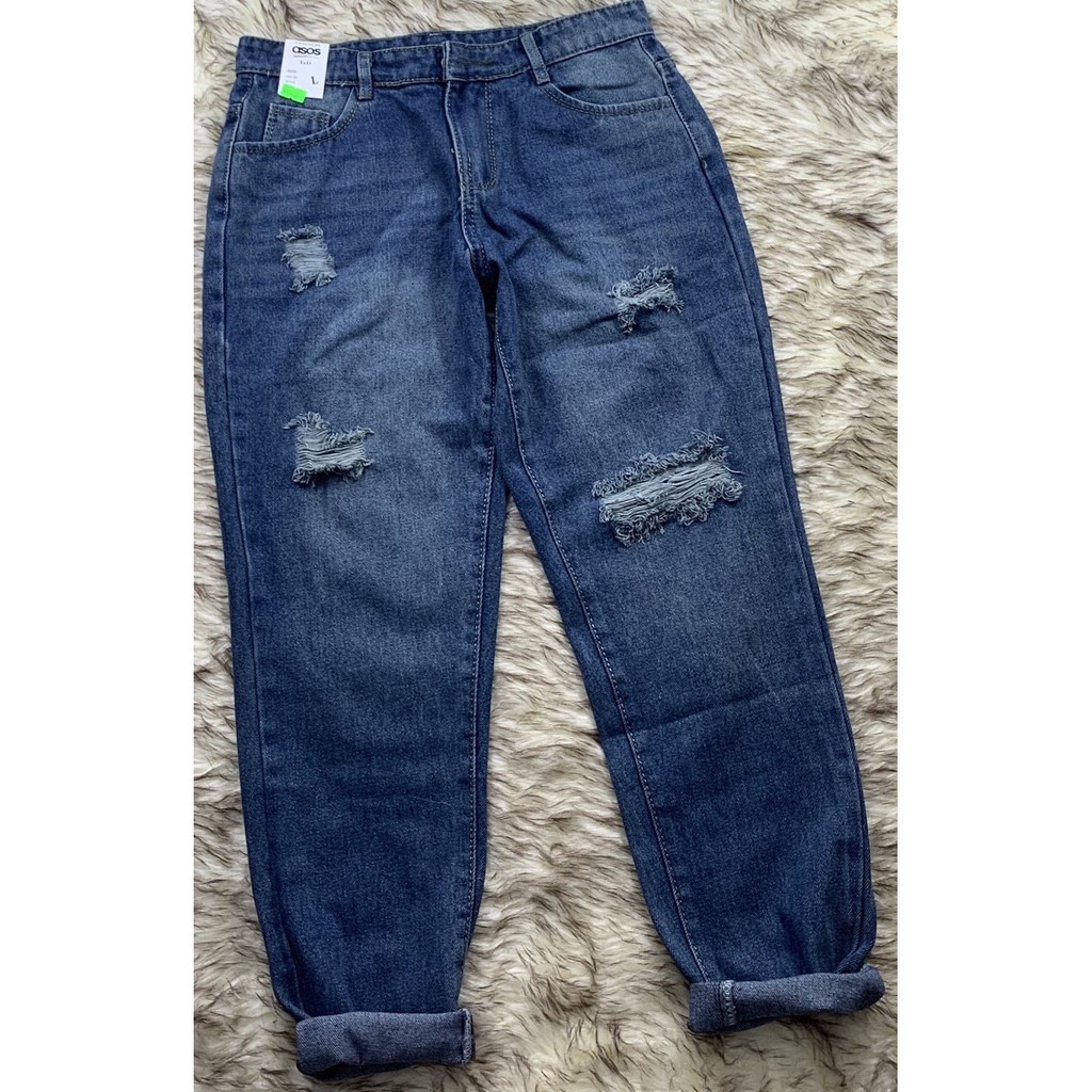 Quần Jeans Nữ Phối Rách Cao Cấp OHS3018