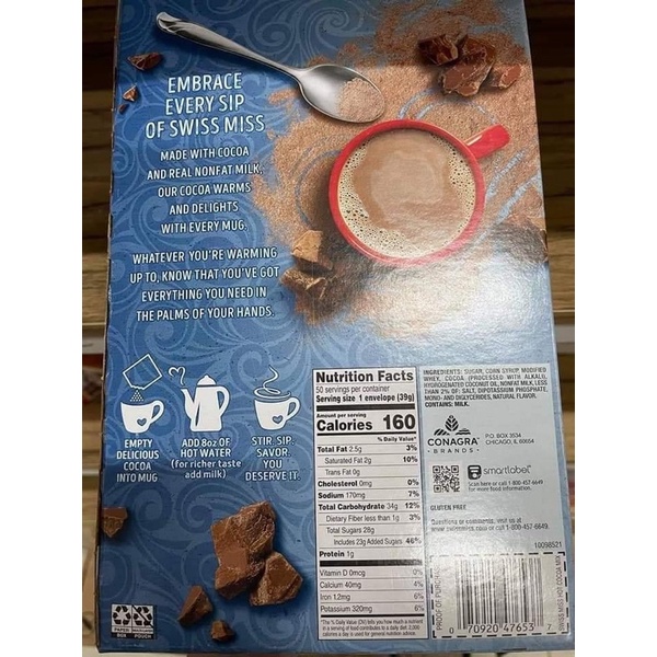 BỘT CACAO SWISS MISS HOT COCOA MIX MILK CHOCOLATE - Hàng  MỸ