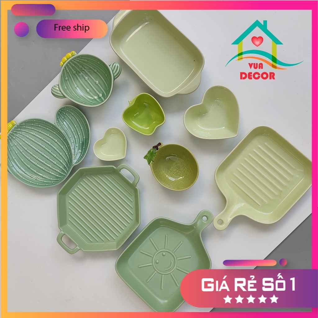 Bát Sứ Bát Ăn Cơm Bộ Bát Đĩa Decor Bộ Chén Dĩa Sứ Dễ Thương Xanh Mint Cute Cao Cấp S22