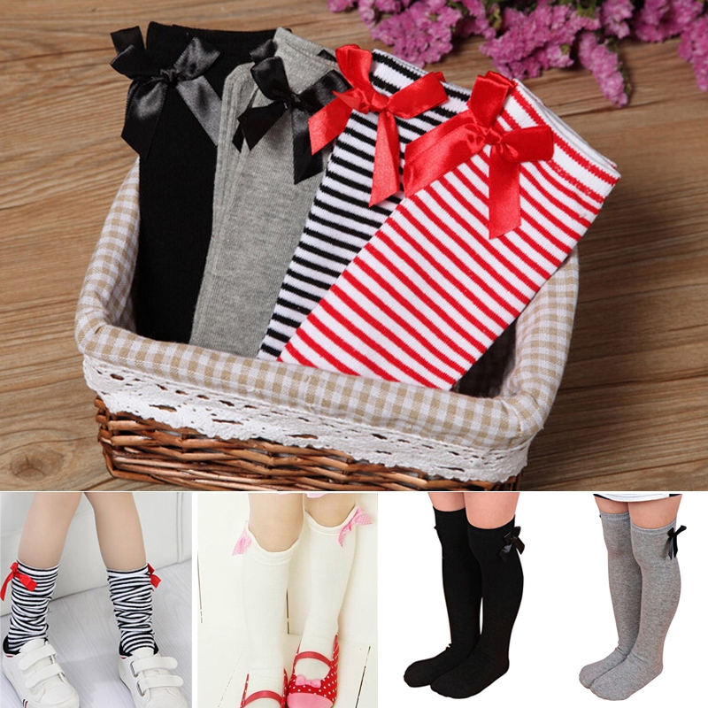 ☞❀❤♕GOABaby Girl Toddler Kids Knee High Length Cotton Socks Bowknot Frill 1-8 Years