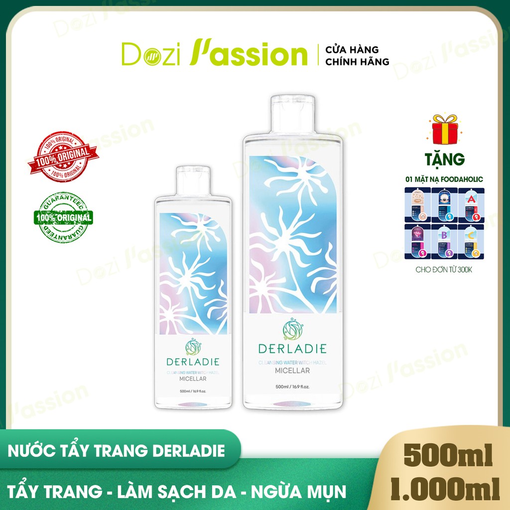 Nước Tẩy Trang Derladie Làm Sạch, Ngừa Mụn - Derladie Cleansing Water Witch Hazel 1000ml