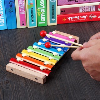 Đồ Chơi Âm Nhạc-Đàn Khung Gỗ Xylophone 8 Thanh Quãng Cho Bé