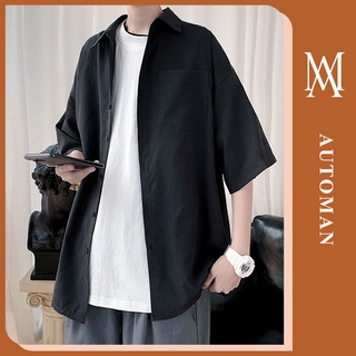Áo sơ mi tay ngắn unisex, áo sơ mi tay lỡ nam nữ automan a48