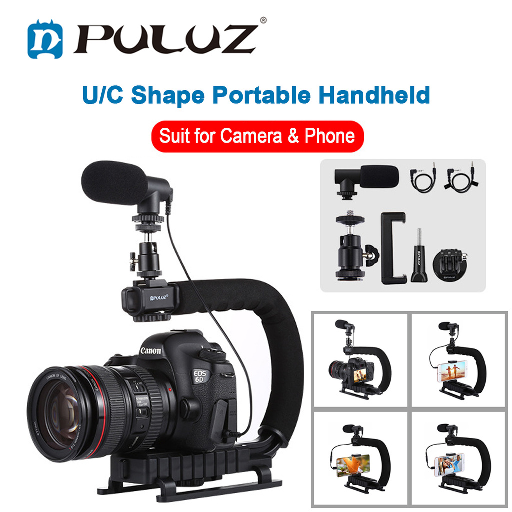 PULUZ Tay Cầm Chống Rung Hình Chữ U / C Cho Camera Điện Thoại Xiaomi Huawei Iphone Samsung Sony