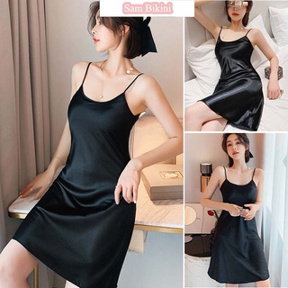 Váy ngủ 2 dây lụa satin, đầm ngủ dễ thương mềm mịn, quyến rũ hàng Quảng Châu loại 1