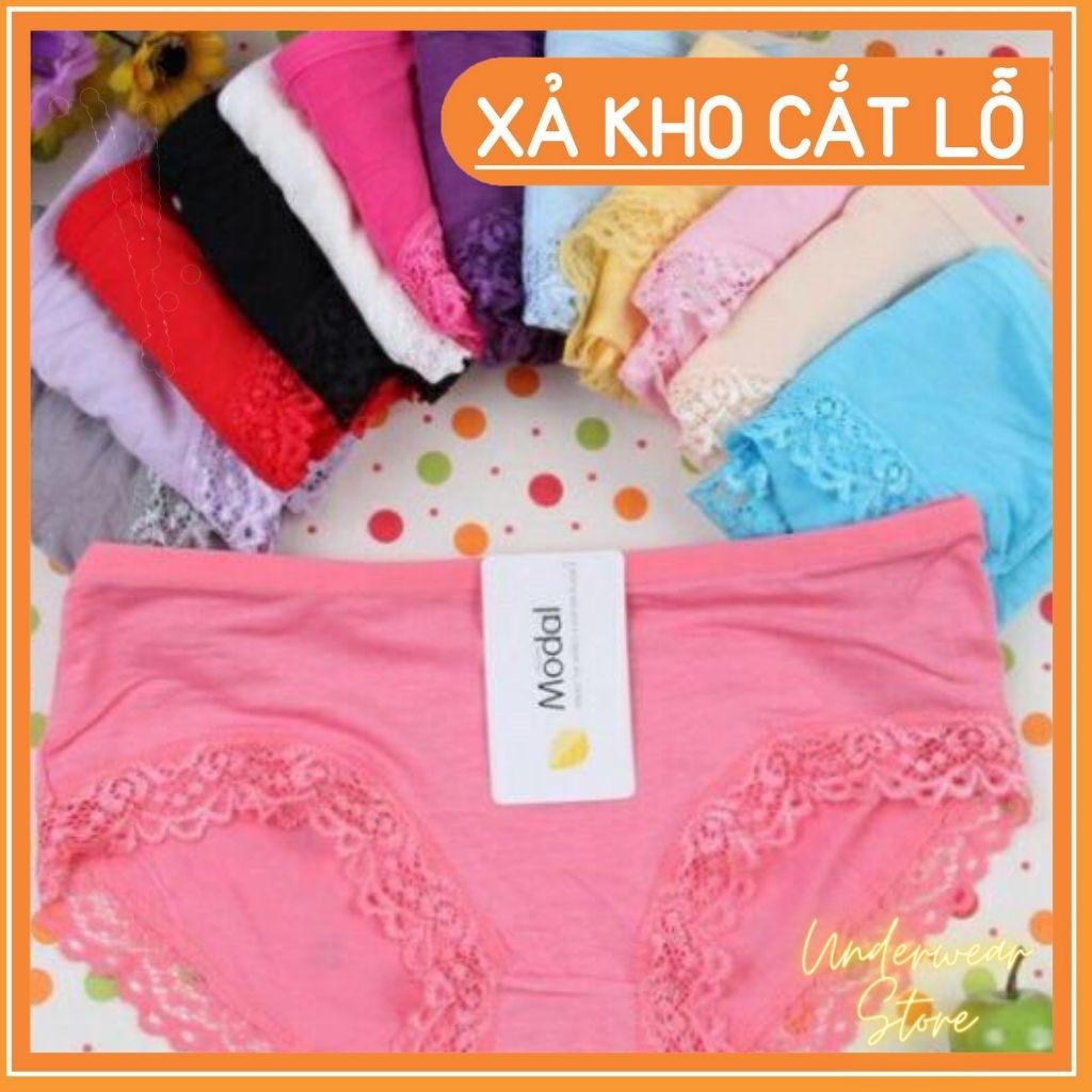 Quần Lót Nữ Cotton Modal Viền Ren Mềm Cực Mát - Ảnh Chụp Thật Kèm Video