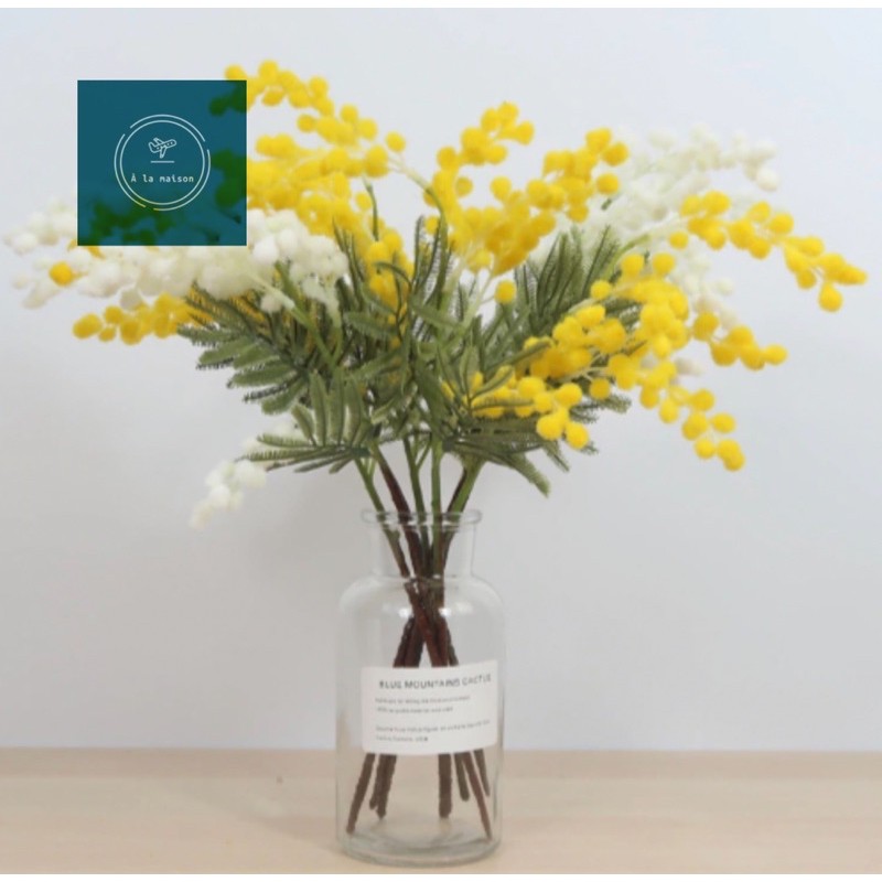 Cành hoa Mimosa nhân tạo cao cấp 38cm