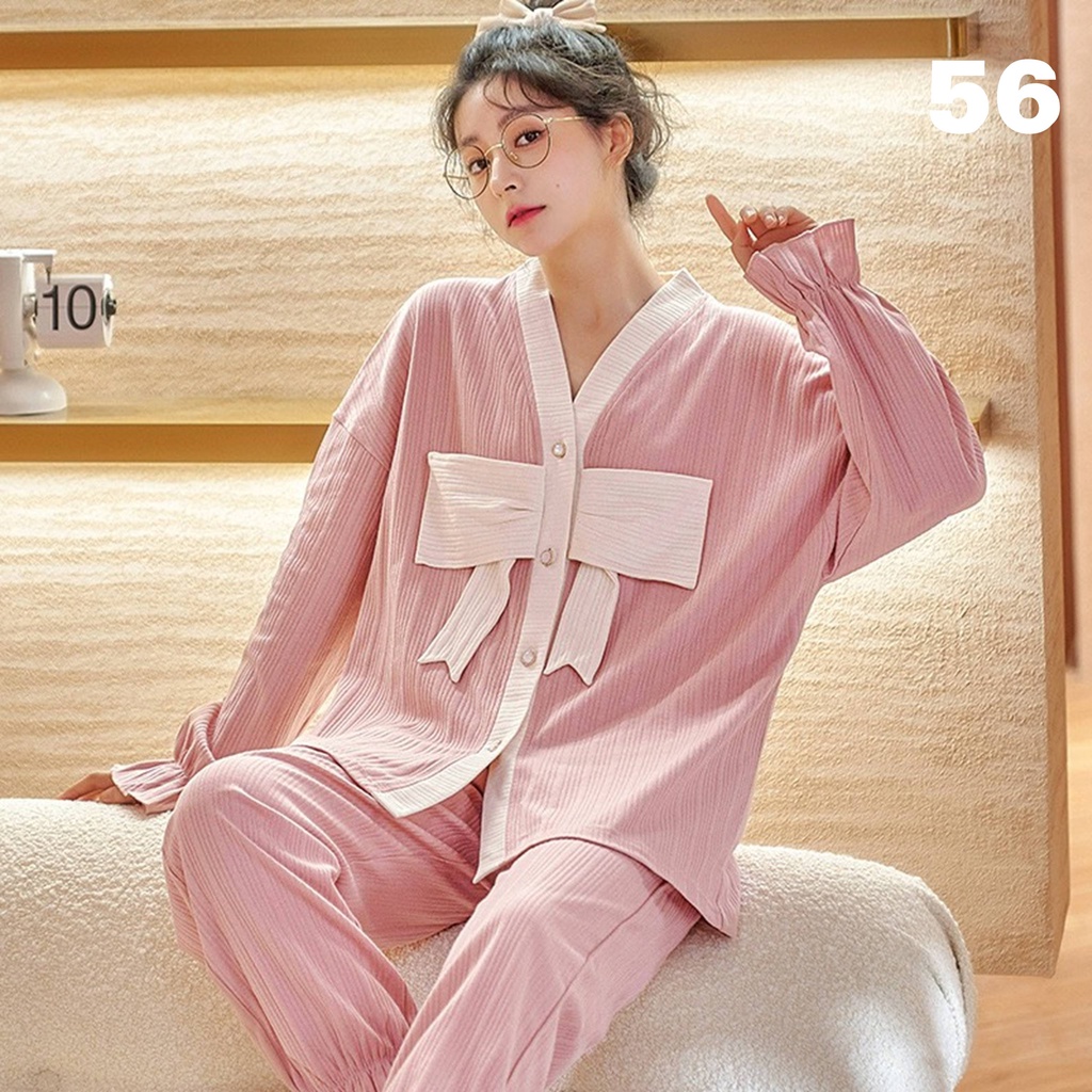 Bộ mặc nhà Pyjama Tea Store Cotton có sẵn SLL dài tay QC họa tiết dễ thương 4