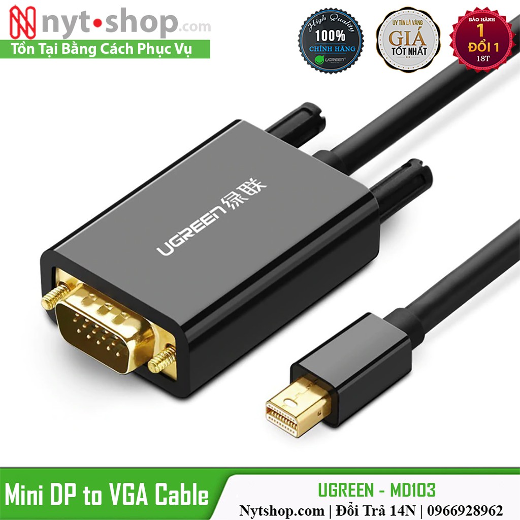 Cáp Mini DisplayPort ra VGA 1080p@60Hz Cao Cấp UGREEN MD103