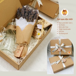 Set hoa Lavender (Lavender, bình cắm hoa, bịch túi nụ và thiệp)