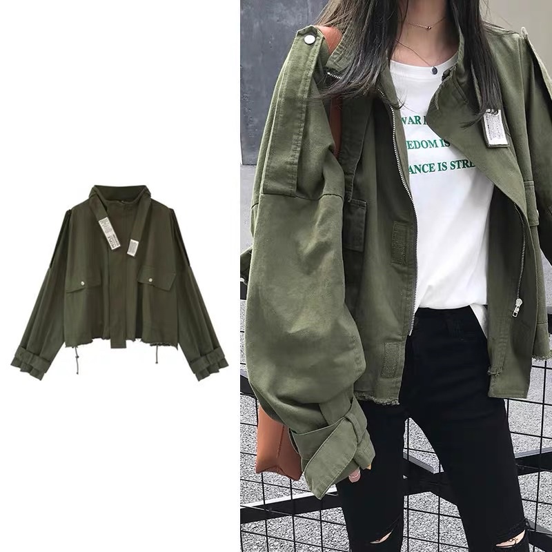 Áo khoác khaki ulzzang dáng ngắn phong cách hàn quốc