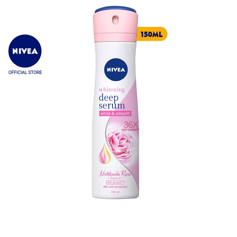 Xịt ngăn mùi Nivea serum trắng mịn hương hoa hồng Hokkaido (150ml) - 85304