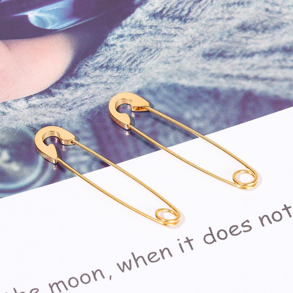 Khuyên Tai Hình Cây Ghim Ket1 Bằng Thép Không Gỉ Phong Cách Punk Rock