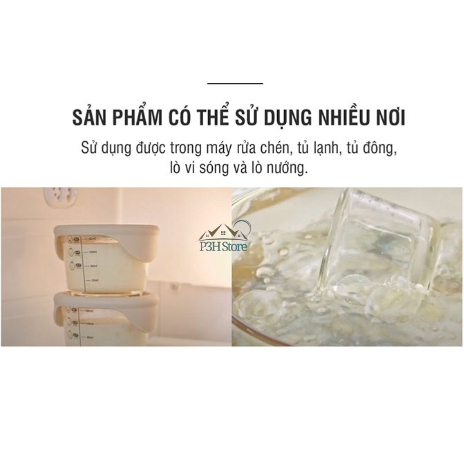 Hộp thủy tinh chia vạch Lock&amp;Lock LLG508 nắp mềm dung tích 230ml đựng thức ăn cho bé theo từng tháng tuổi