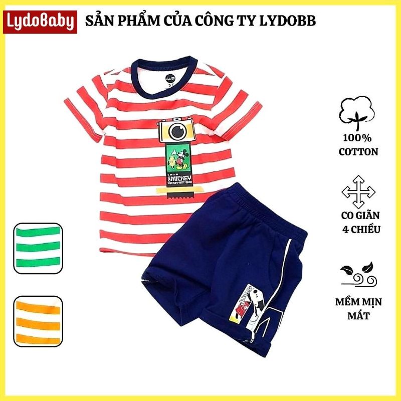 Đồ bộ bé trai LYDO BB thun 100% cotton co giãn 4 chiều hàng công ty chất đẹp mềm mát 3 đến 10 tuổi hình Mickey chụp ảnh