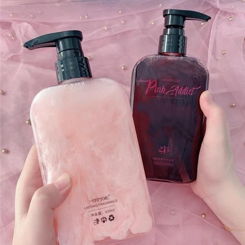 Sữa tắm nước hoa Pink Addict 3 in 1 trắng da siêu thơm dung tích 400ml tặng 2 lọ tinh dầu nước hoa AZ TV55222S