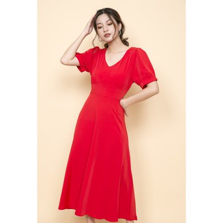 Đầm dài midi cổ tim tay bồng ifu 2754