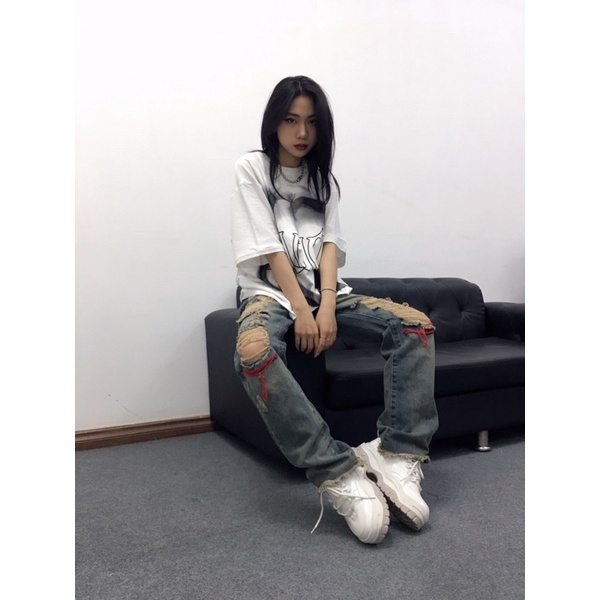 Quần bò rách nữ Chất