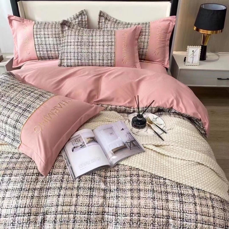 Bộ Chăn Ga Gối Cotton Đũi Charming đủ kích thước phong cách hiện đại 2022 Loại 1