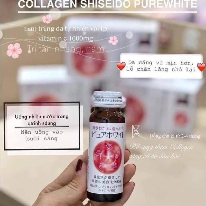 [Có Sẵn] Nước Uống Trắng Da Collagen Pure White Nhật Bản