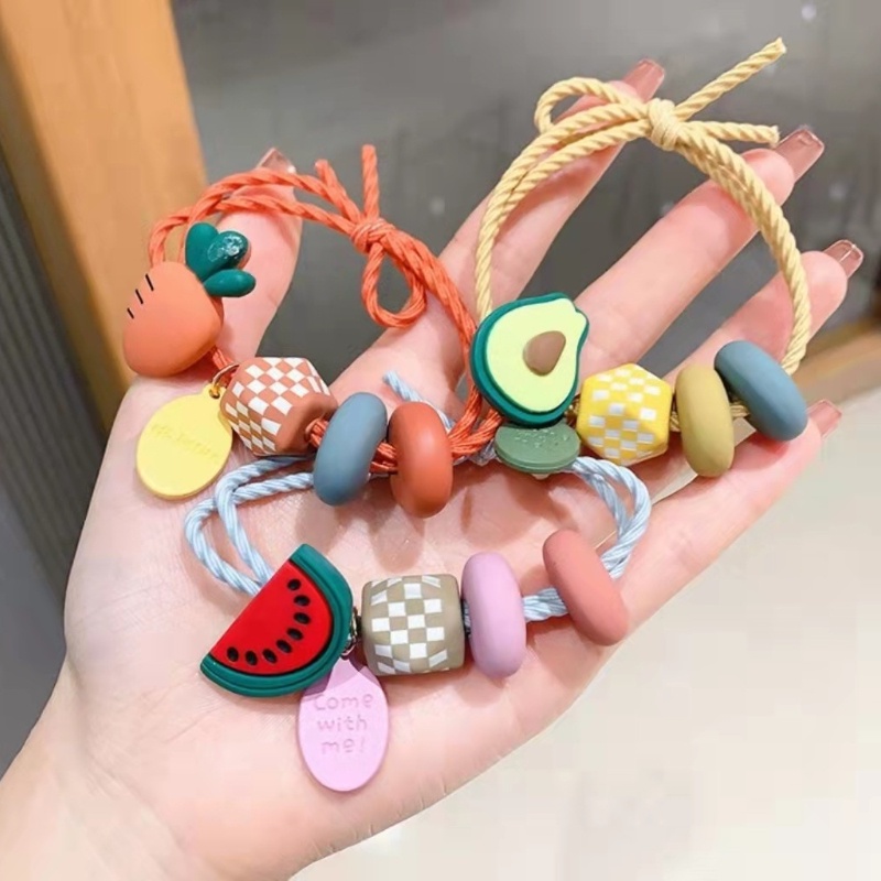 Dây Buộc Tóc Da Cao Su Co Giãn Hình Trái Cây Đơn Giản Cho Nữ