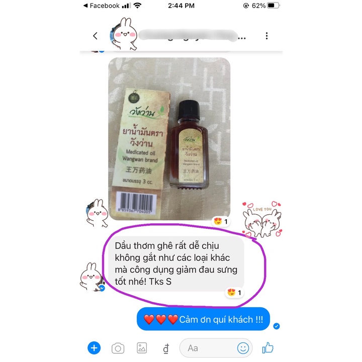 3 Chai Dầu Gió Thảo Dược Thái Lan 3ml Dầu Nóng Xoa Bóp Wangwan Thái Lan CHÍNH HÃNG