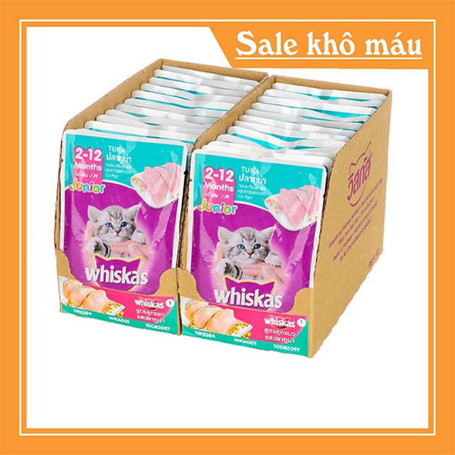 [GIÁ HỦY DIỆT] Pate Whiskas Mèo Con Pate Whiskas Mèo Lớn Pate Mèo Vị Cá Ngừ Cá Thu Túi Hãng 80G - Bobo Pet Shop Hà Nội