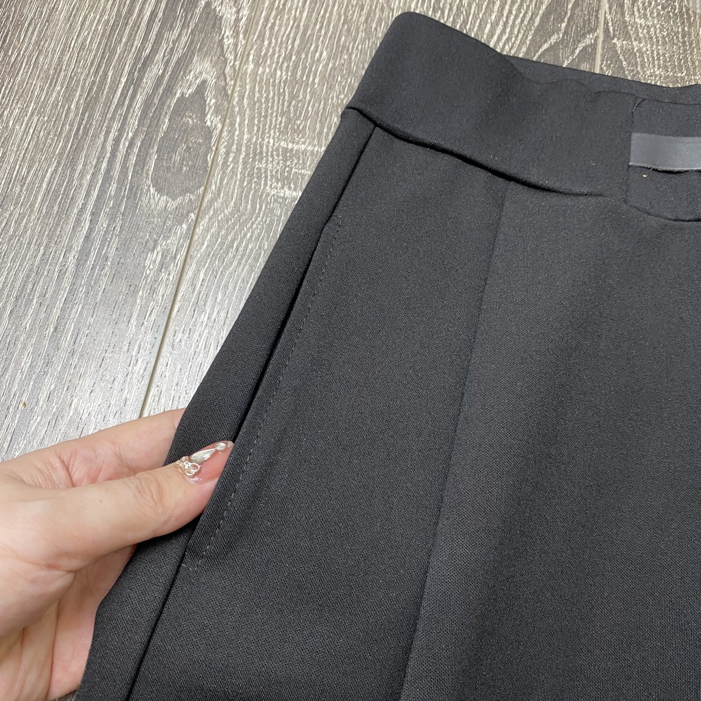 Quần baggy nữ lưng cao phối da công sở Homieyl cao cấp chất Umi Hàn đẹp, quần tây nữ lưng cao màu đen đi học đi làm