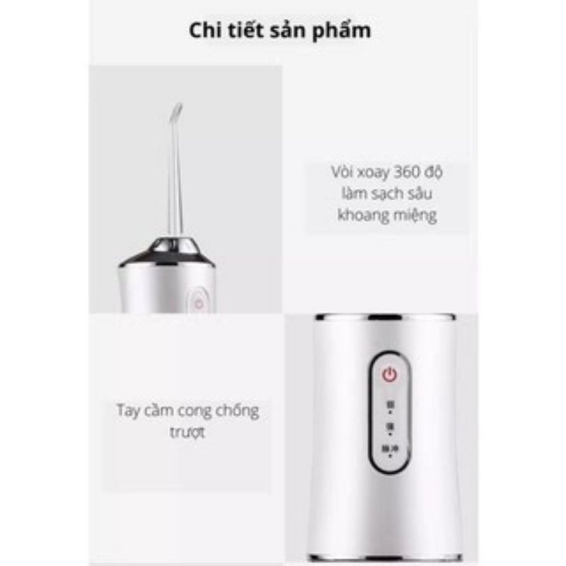 Tăm Nước Vệ Sinh Răng Miệng 3 Chế Độ Tặng kèm 4 Đầu Phun.