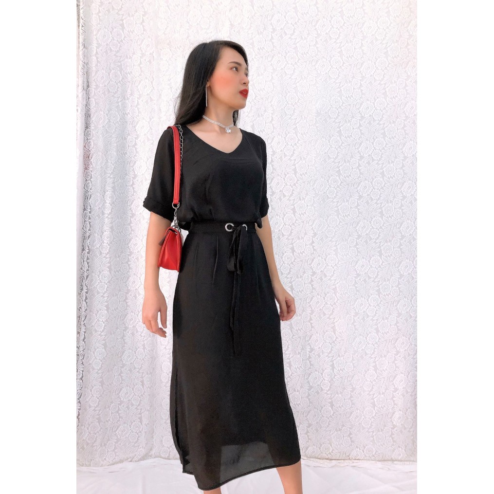 Đầm dự tiệc form dài voan chiffon xẻ tà sang trọng S&amp;M - GR0144