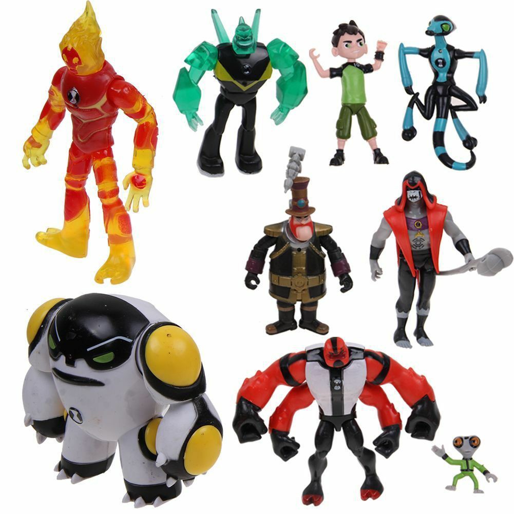 9pcs/Set Ben 10 Action Figure Play set Toy Cake Topper Heatblast Four Arms Toys