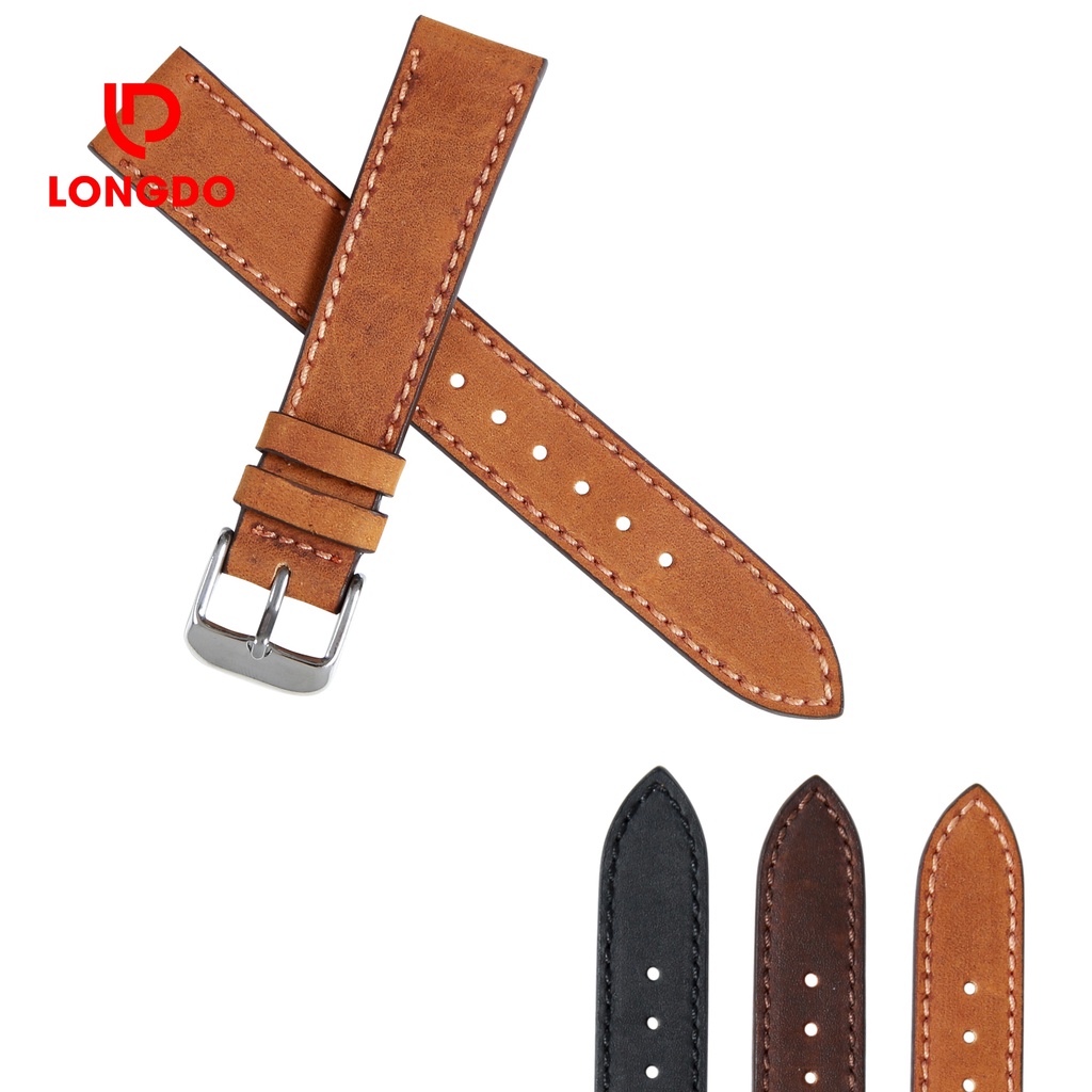 Dây đồng hồ nam da bò sáp - Đủ size 12/14/16/18/20/22/24 - Thương hiệu uy tín Longdo Leather