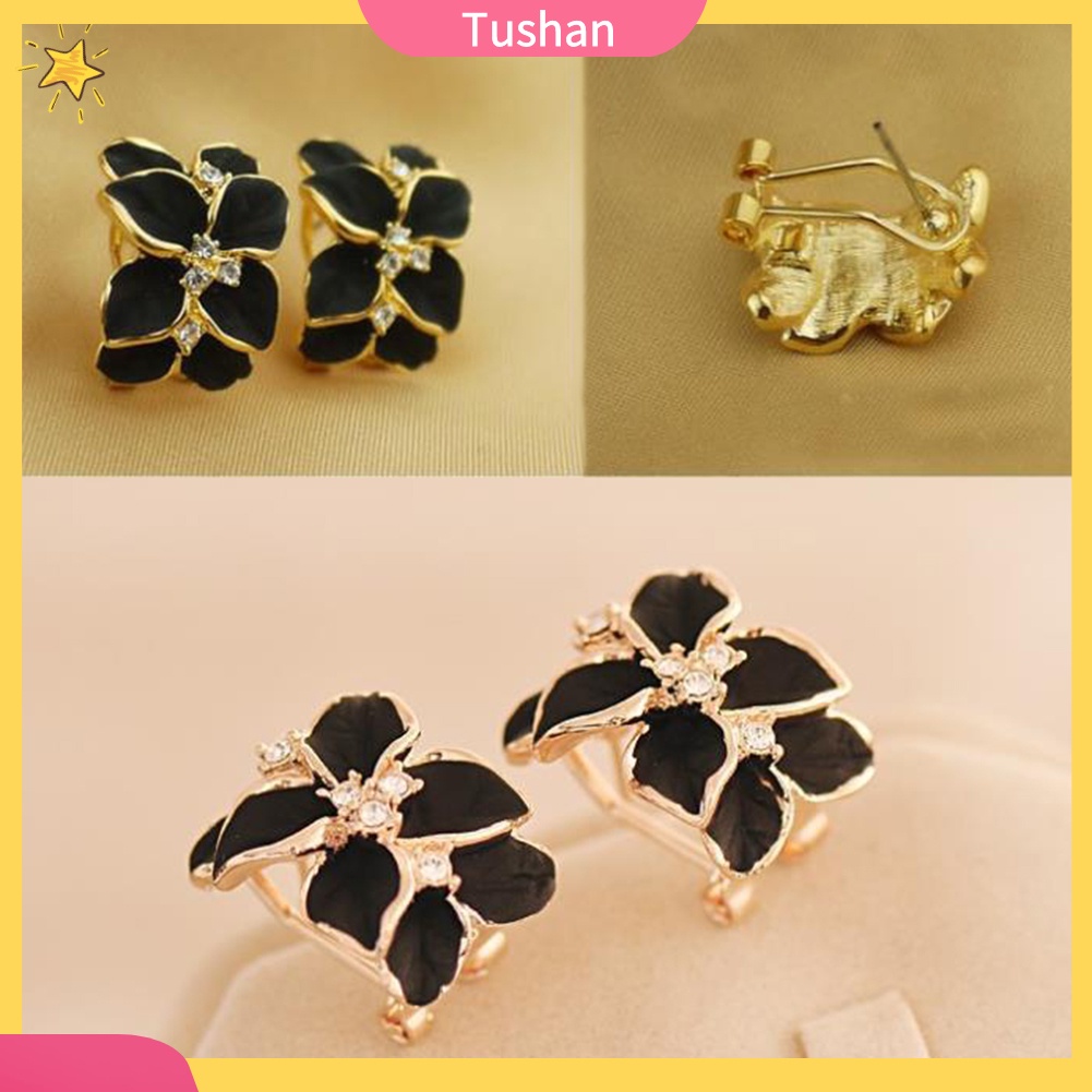 Bông tai hình hoa đính đá xinh xắn dành cho nữ