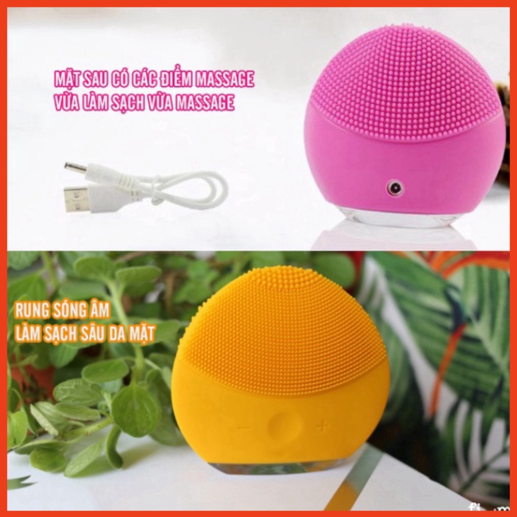 Máy rửa mặt mini 2 cấp rung sóng, máy massage mặt đầu Silicon giúp làm sạch sâu bên trong da A4
