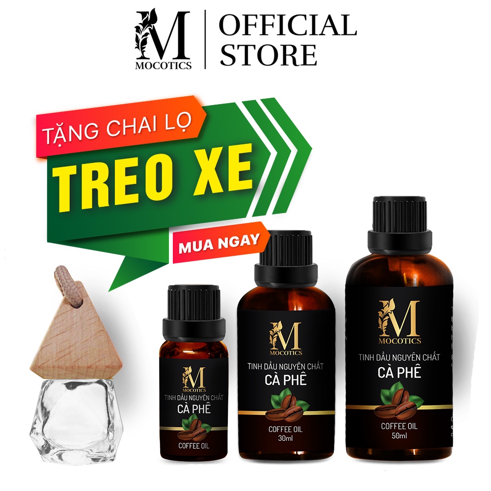 Tinh Dầu Cà Phê Mocotics Thiên Nhiên Nguyên Chất, Xông Thơm Phòng, Giảm Stress, Xua Đuổi Côn Trùng, Khử Mùi 5ML - 50ML