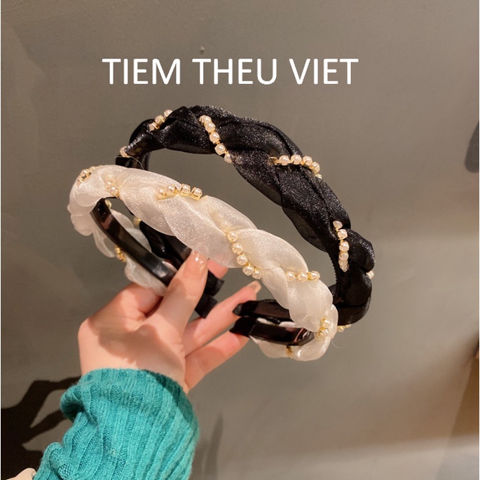 Cài Tóc Đính Đá Bện Tết Tiệm Thêu Việt Vải Voan