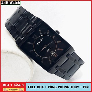 Đồng Hồ Nam HALEI 564M Cao Cấp Mặt Vuông Lịch Lãm Dây Đen Mặt Đen