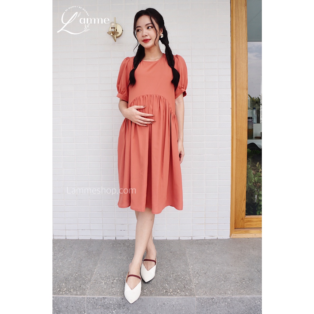Váy bầu đẹp Petit kiểu babydoll chất lụa mềm, kiểu dáng trẻ trung thoải mái by LAMME