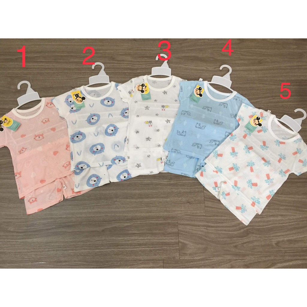 Đồ bộ cộc tay cotton tre họa tiết nhã nhặn