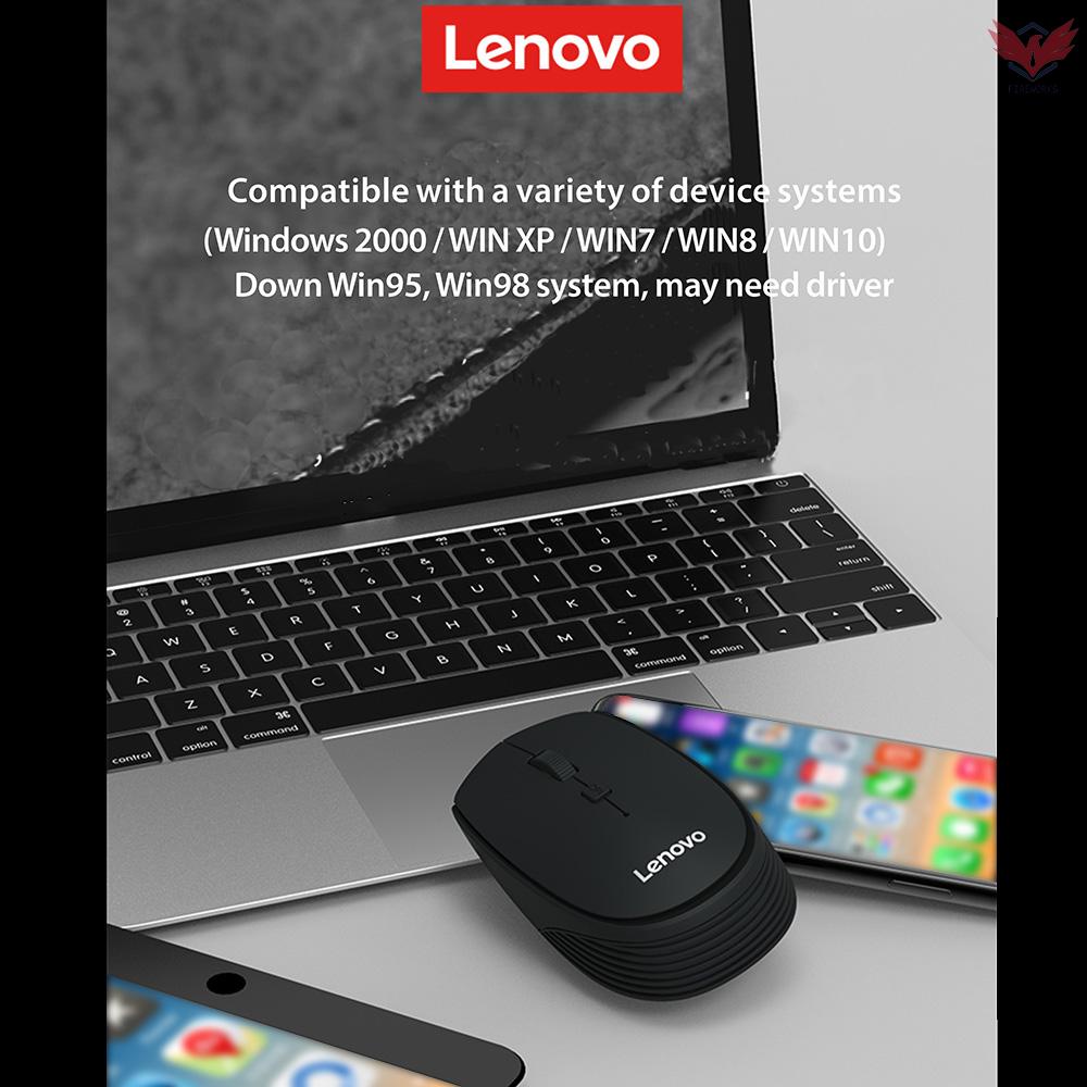 Lenovo M202 2.4GHz Wireless Mouse Office Mouse 4 Keys Mute Mice Ergonomic Design with 3 Adjustable DPI for PC Laptop Black