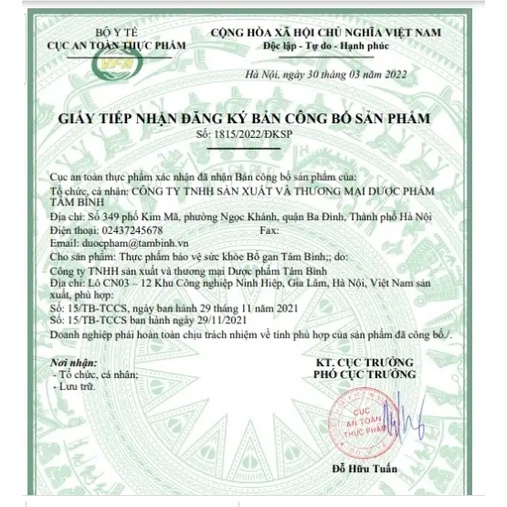 Bổ Gan Tâm Bình, hỗ trợ bổ gan tăng cường chức năng gan, giảm vàng da, mề đay (hộp 60 viên)