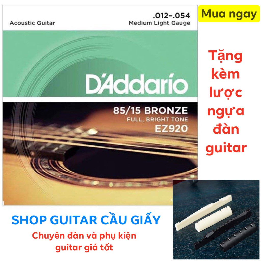 Bộ dây đàn guitar Acoustic D'Addario EZ920 + tặng kèm lược ngựa đàn guitar