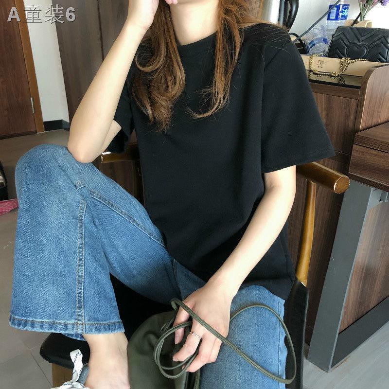 White t-shirt women s short-sleeved thick pure cotton loose simple compassionate sanding bottoming shirt inner wear sol